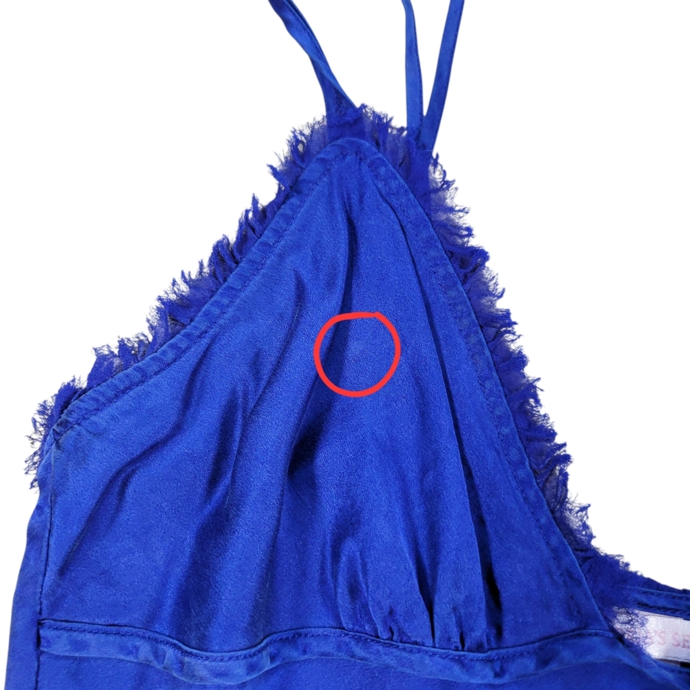 VTG Victoria's Secret Womens Dress S Royal Blue Y2K Silk Babydoll Slip Raw‎ Edge - Picture 7 of 15